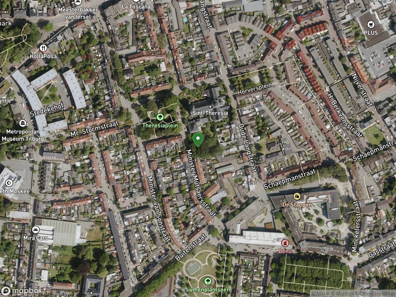 Luchtfoto van projectlocatie: Speelplek Minister Mutsaersstraat