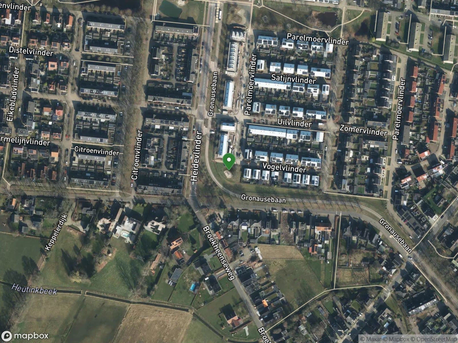 Luchtfoto van projectlocatie: Nieuwe speelplek Vogelvlinder